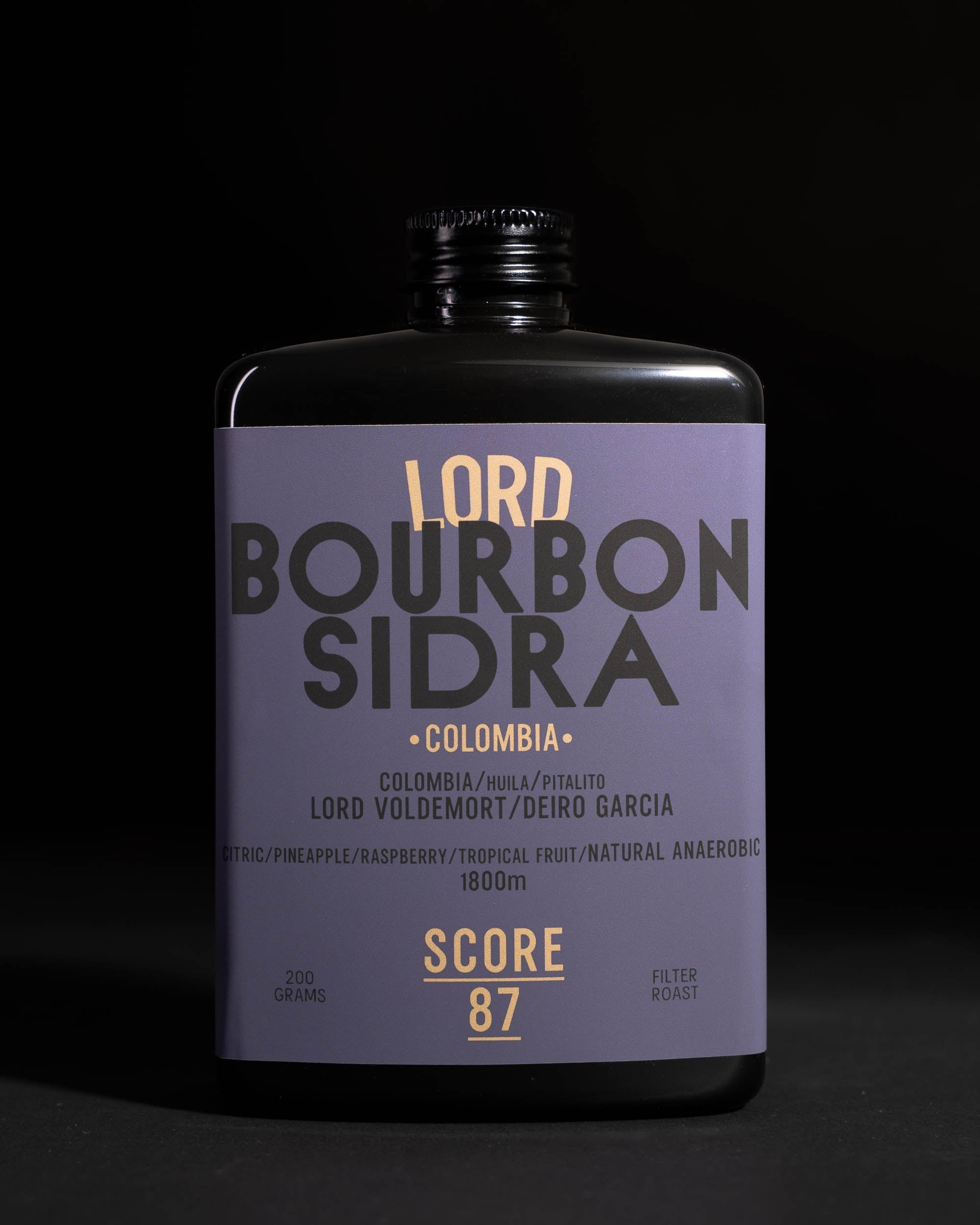 Lord coffee bag detail — Colombian Bourbon Sidra natural anaerobic