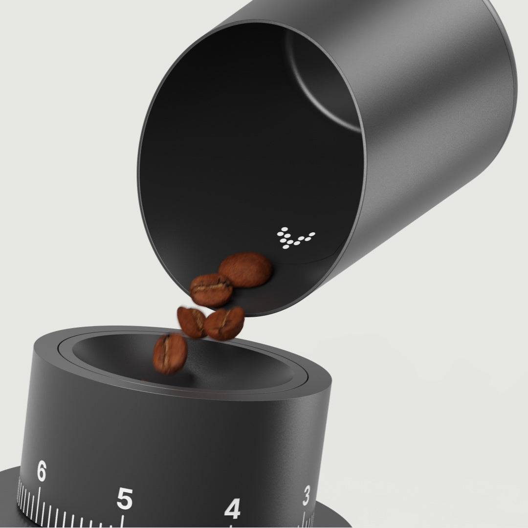 Subminimal Subscale - pouring beans into grinder