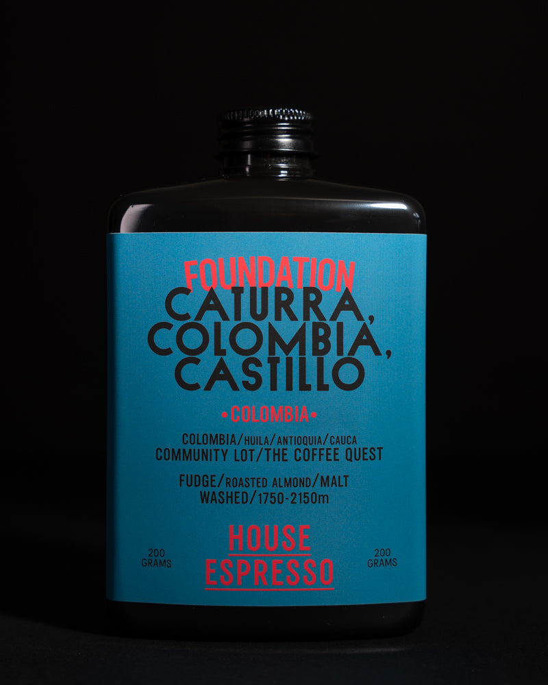 Foundation specialty coffee by Brewing Dealers — Colombian espresso blend with notes of fudge, roasted almond, and malt