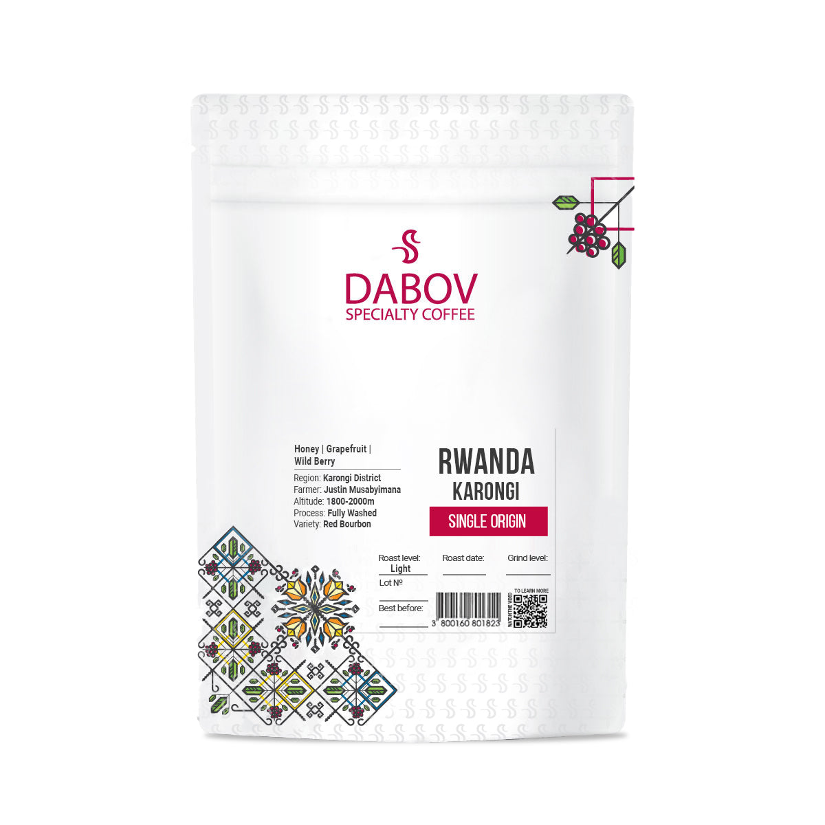 Rwanda Karongi specialty coffee beans — light roast with notes of berries, honey, and grapefruit