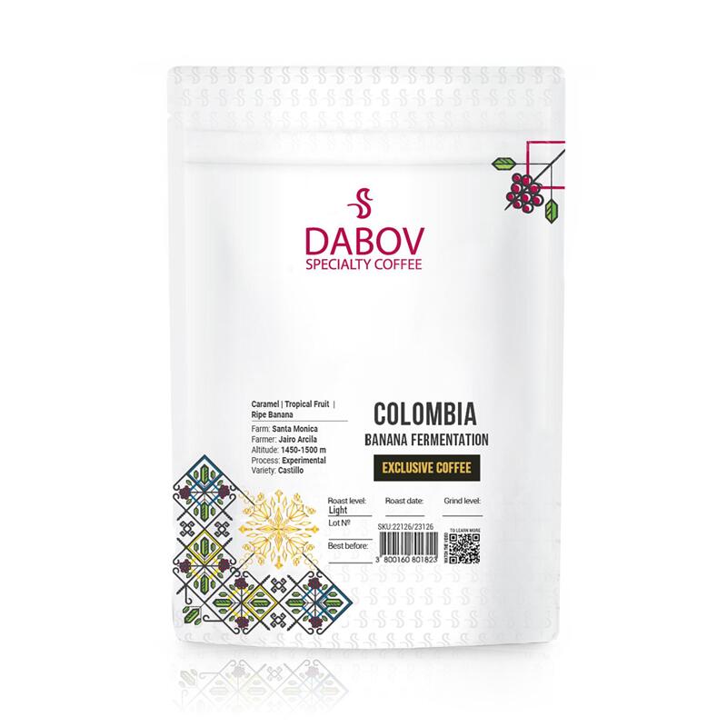 Colombia Banana Fermentation specialty coffee — light roast with caramel, ripe banana, tropical fruit