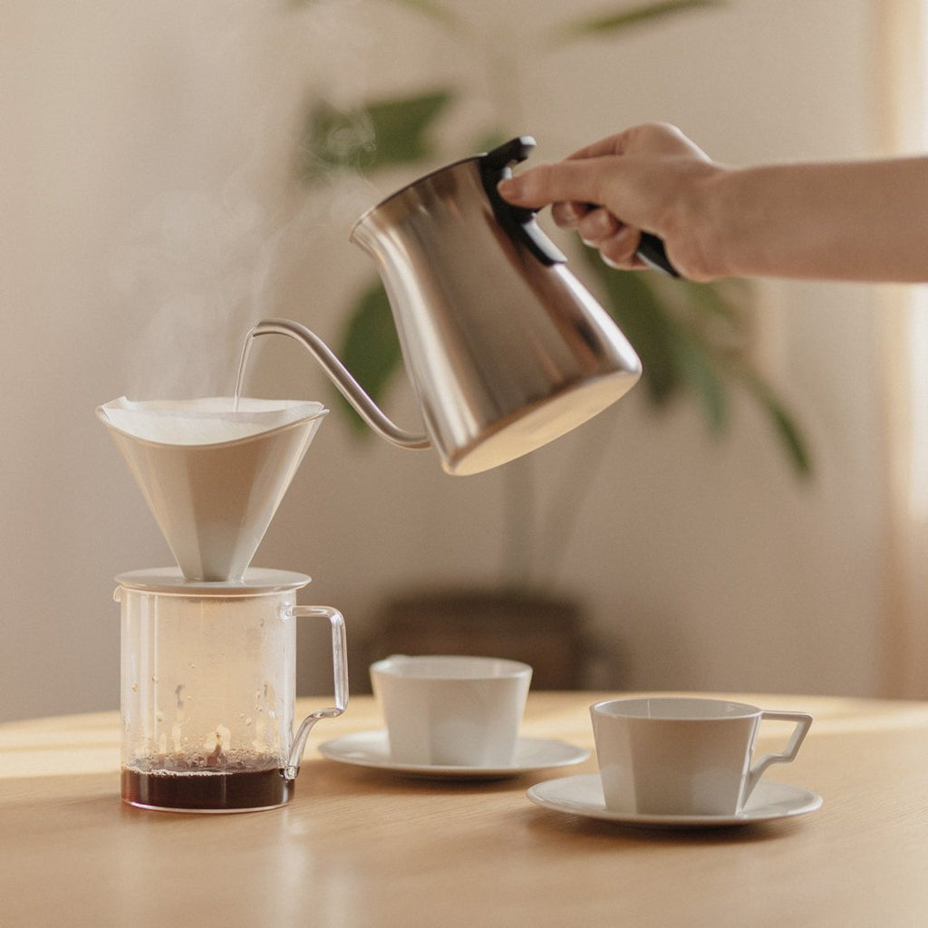 Kinto OCT Coffee Jug lifestyle — pour-over brewing setup