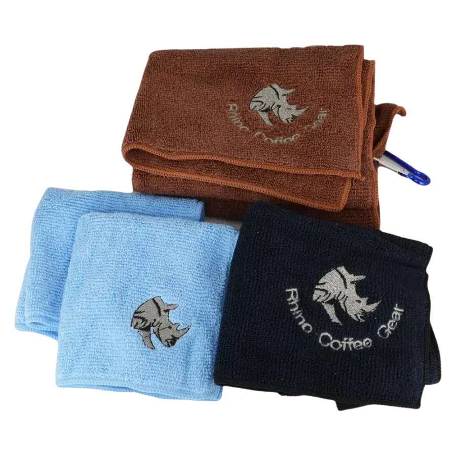 Rhino Barista Cloth Set - 4 color-coded microfiber cloths folded